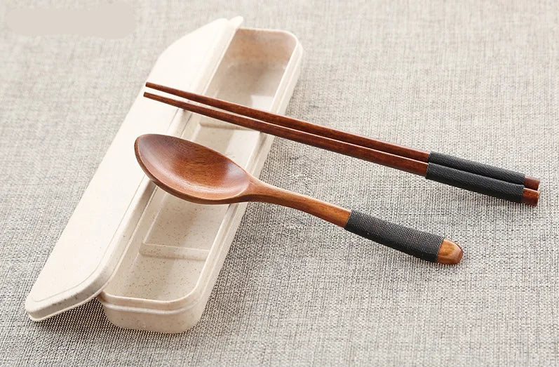 Couvert japonais en bois à étui - Image 5