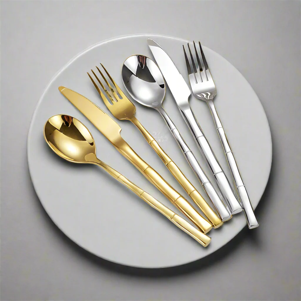 Couvert Japonais Inox style bambou - Image 4