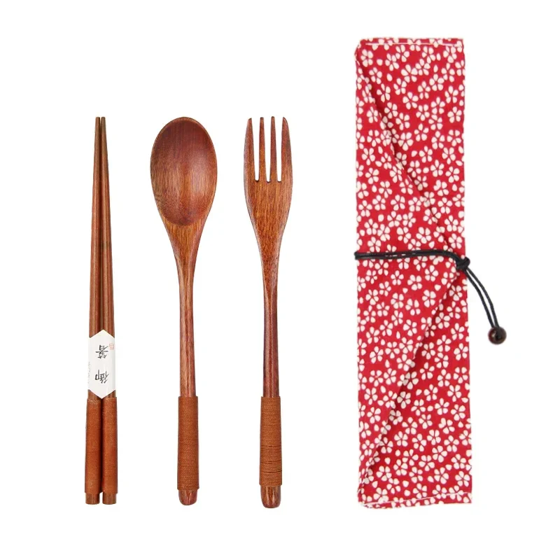Couverts en bois portables japonais rose - Image 3