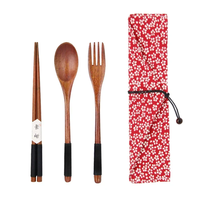 Couverts en bois portables japonais rose - Image 4