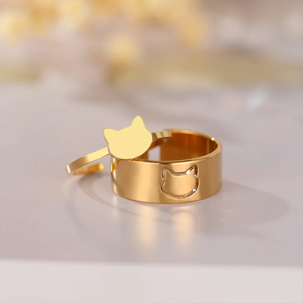 Ensemble Bague Japonaise Chat Inox - Image 6