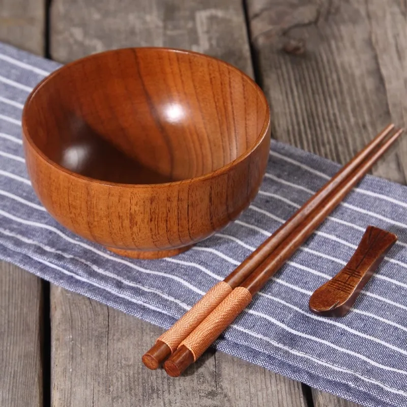 Ensemble couverts et plateaux japonais en bois - Image 2