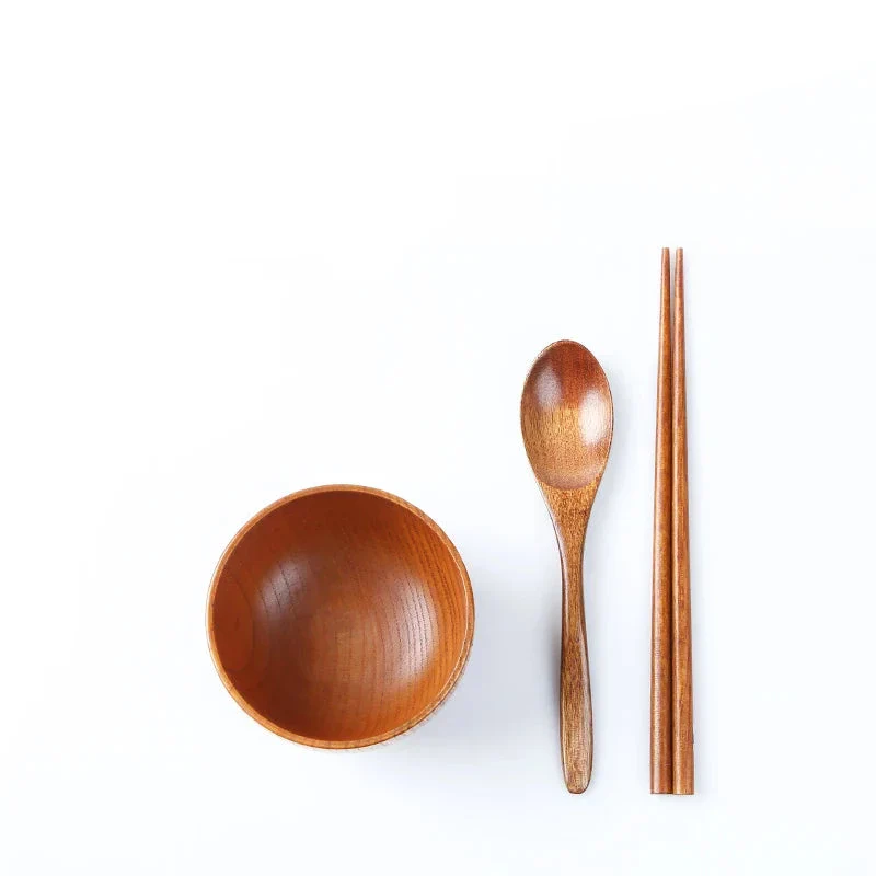 Ensemble couverts et plateaux japonais en bois - Image 5
