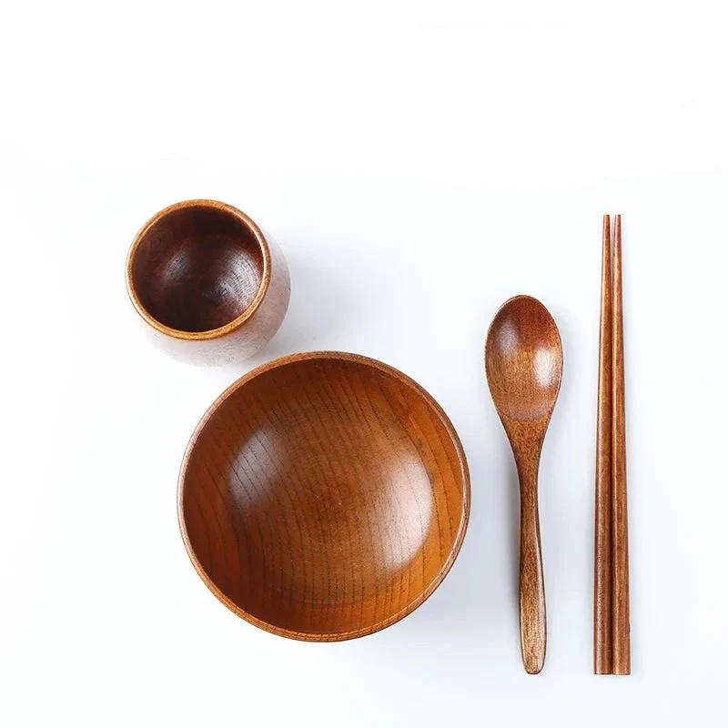 Ensemble couverts et plateaux japonais en bois - Image 8