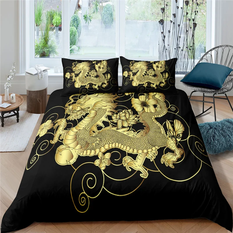 Ensemble de literie japonais motif dragon - Image 2
