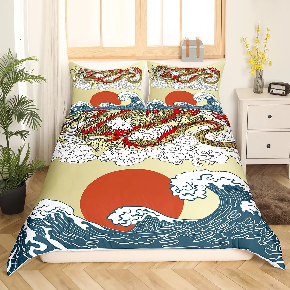 Ensemble de literie japonais motif dragon - Image 4