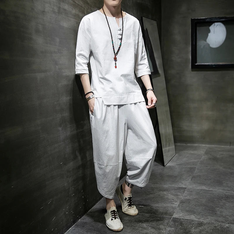 Ensemble Pantalon et T-shirt Japonais en Coton