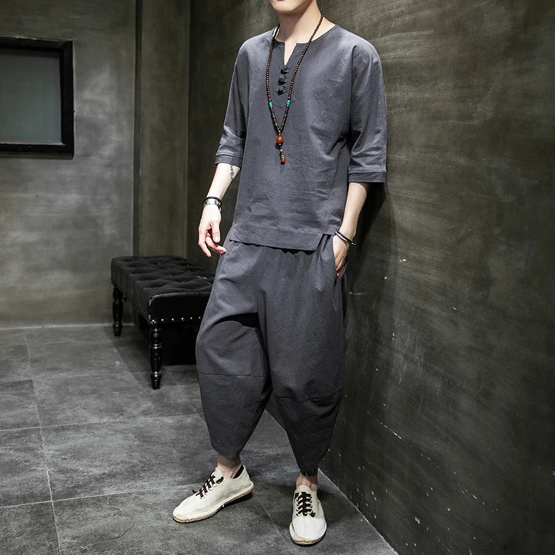 Ensemble Pantalon et T-shirt Japonais en Coton - Image 3