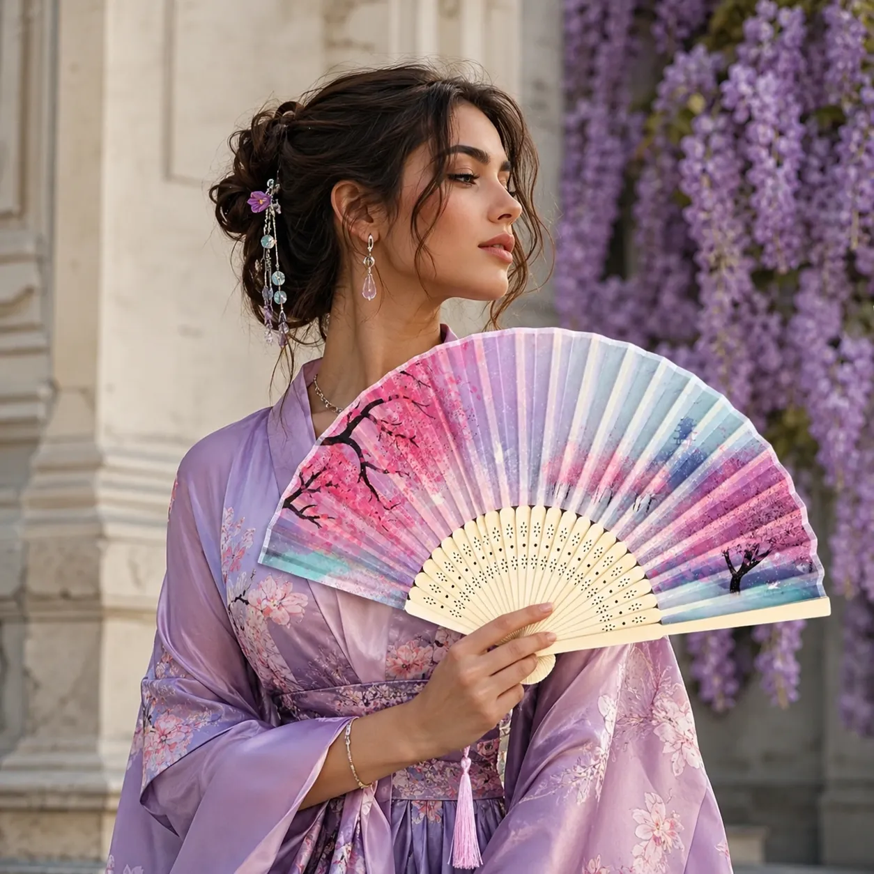 Éventail Japonais Cerisier - Image 2