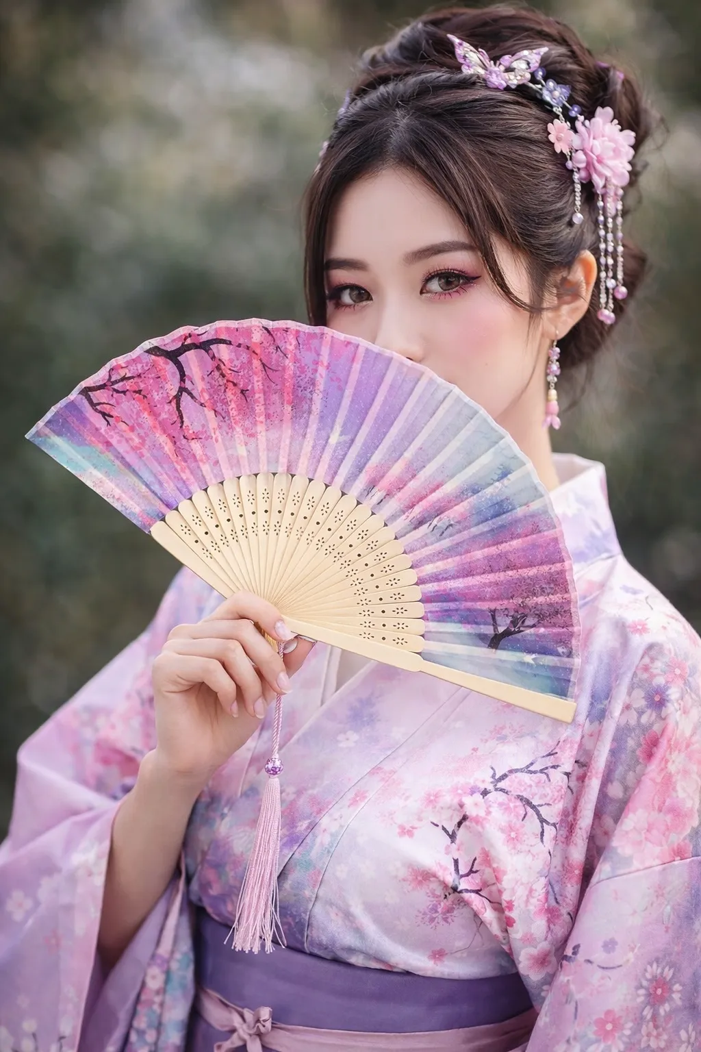 Éventail Japonais Cerisier - Image 3