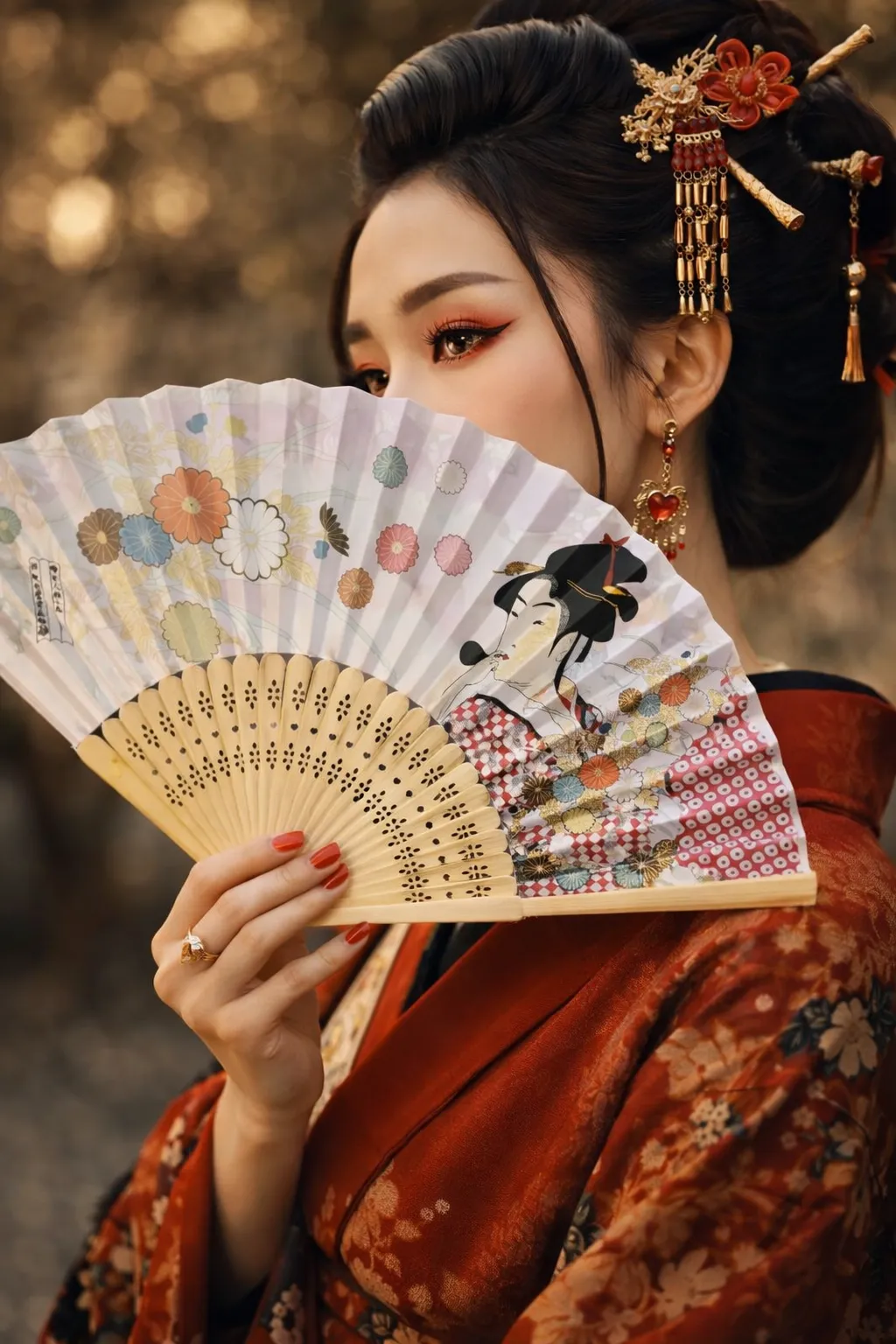 Éventail Japonais Geisha - Image 3