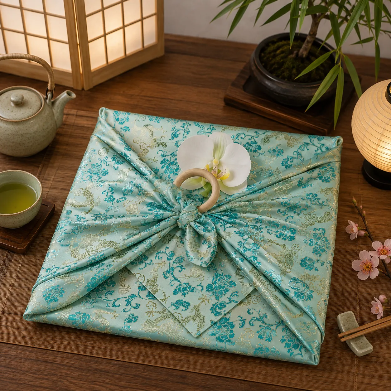 Furoshiki Bleu Élégant - Image 3