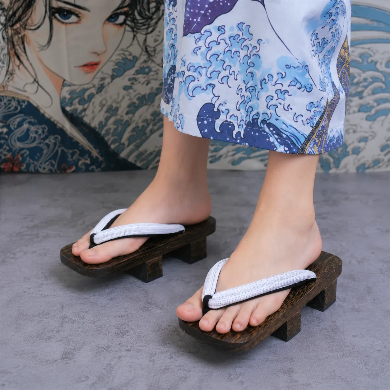 Geta Japonaise Blanc Rayé - Image 3