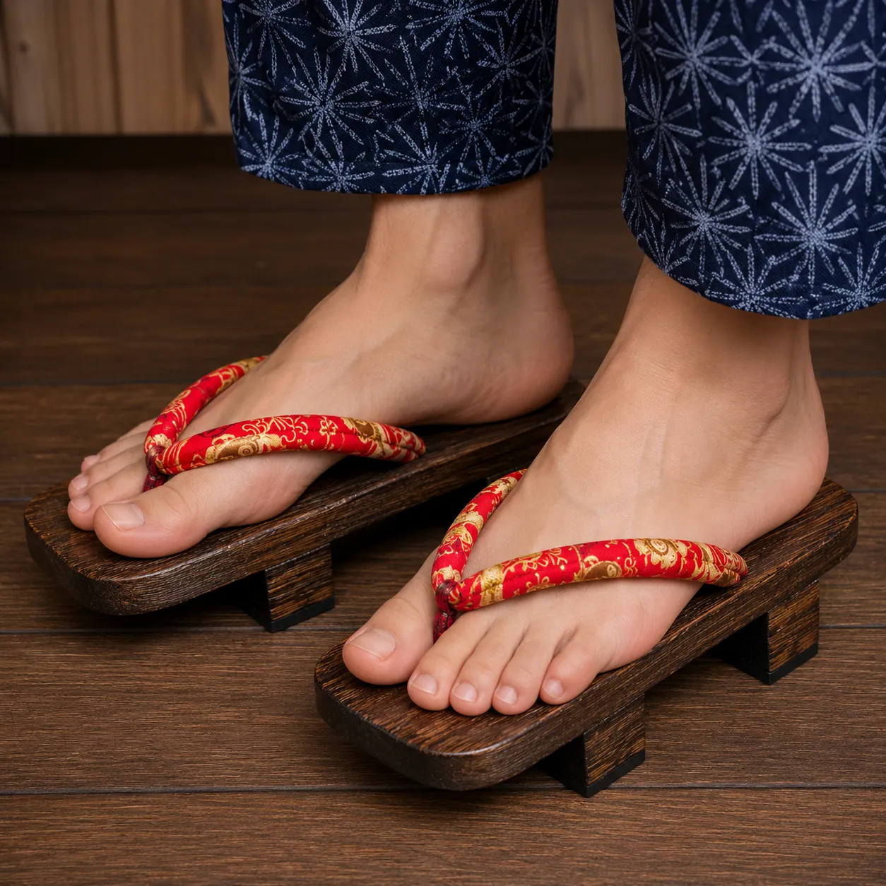 Geta Japonaise Rouge et Doré