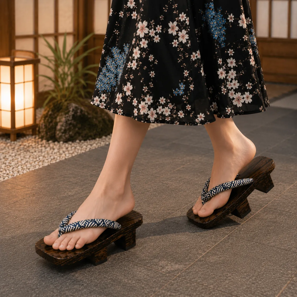 Geta Japonaise Vagues Bleu
