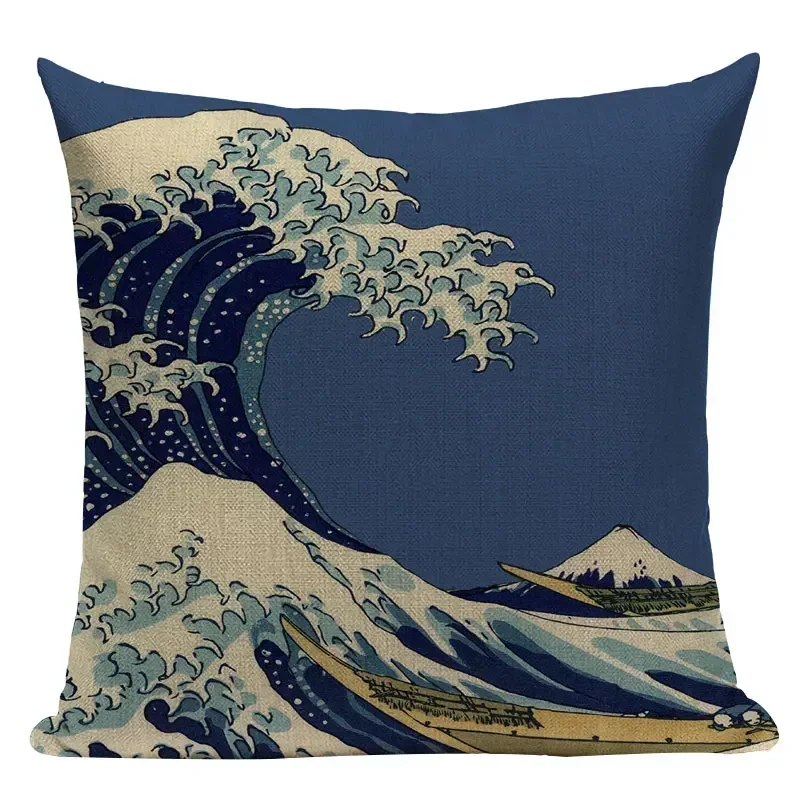 Housse D’Oreiller Japonaise Vague De Kanagawa