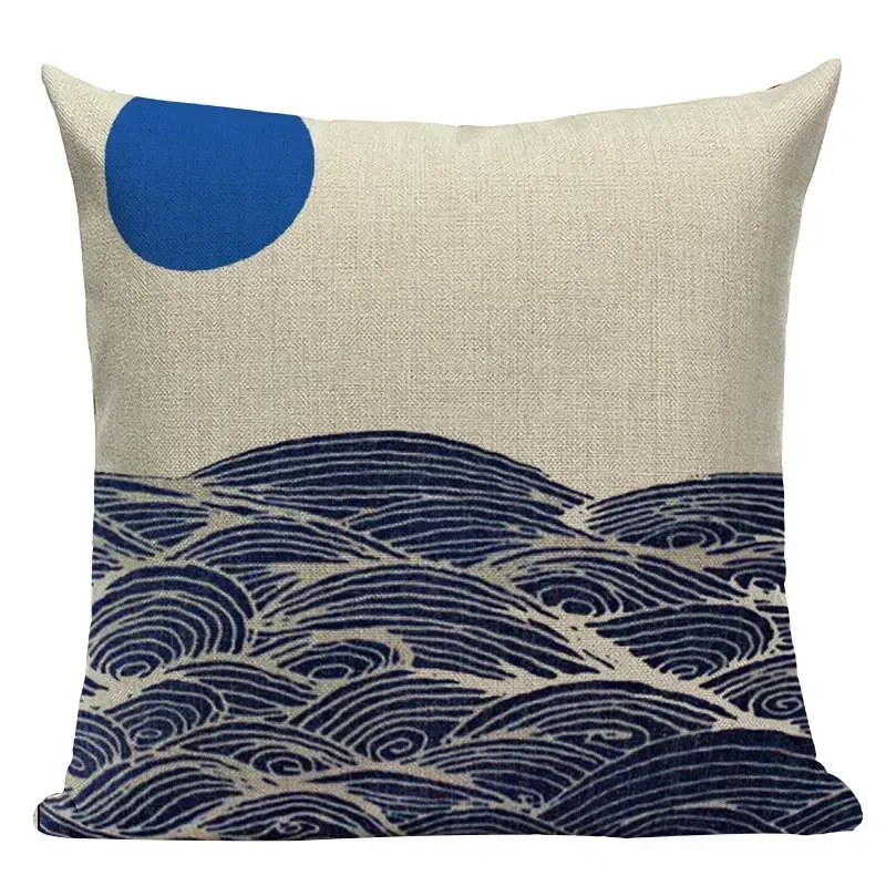 Housse D’Oreiller Japonaise Vagues Bleues - Image 2