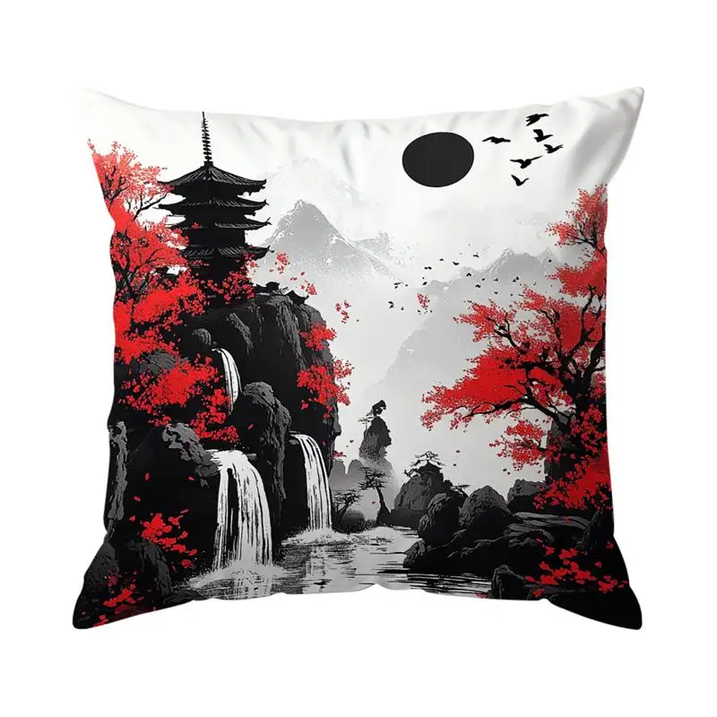 Housse de Coussin Décorative Imprimé Japonais