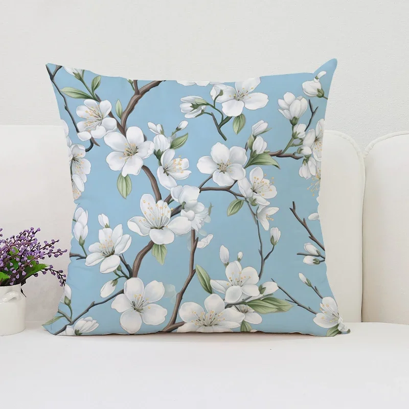 Housse de Coussin Japonaise Florale Bleue - Image 3