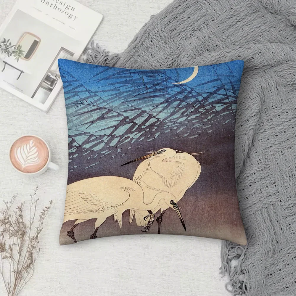 Housse de Coussin Japonaise Grues