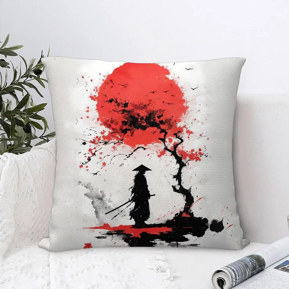 Housse de Coussin Motif Samouraï