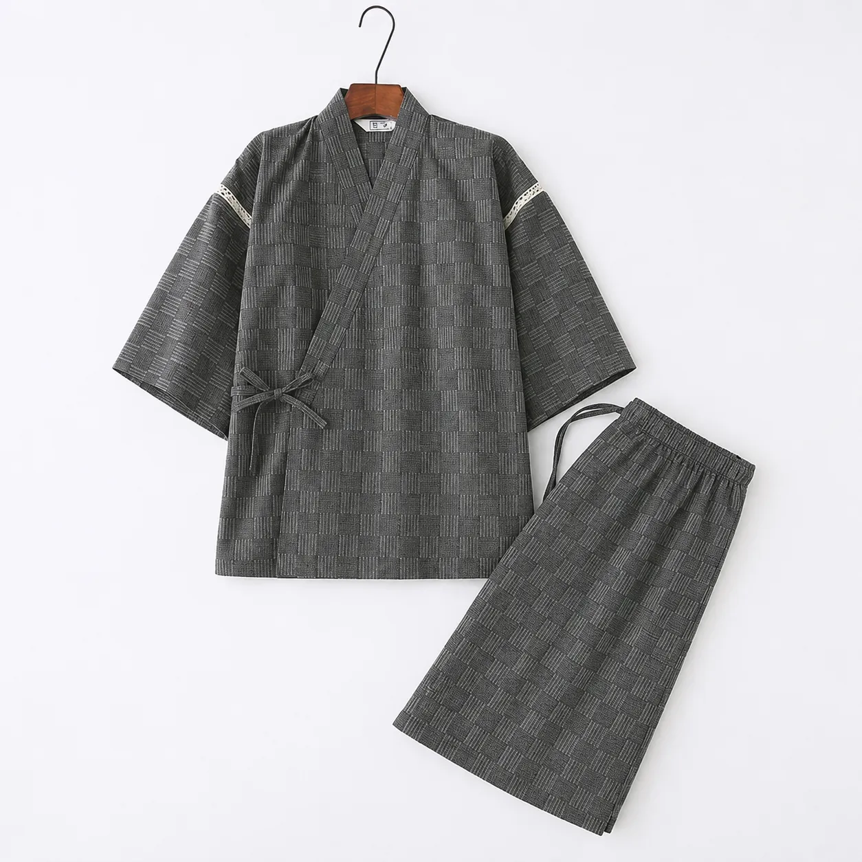Jinbei Homme Court à Carreaux Epuré - Image 3