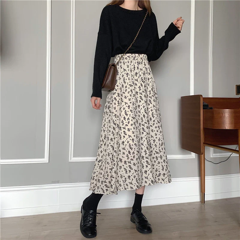 Jupe Japonaise Mi-longue Fleurie
