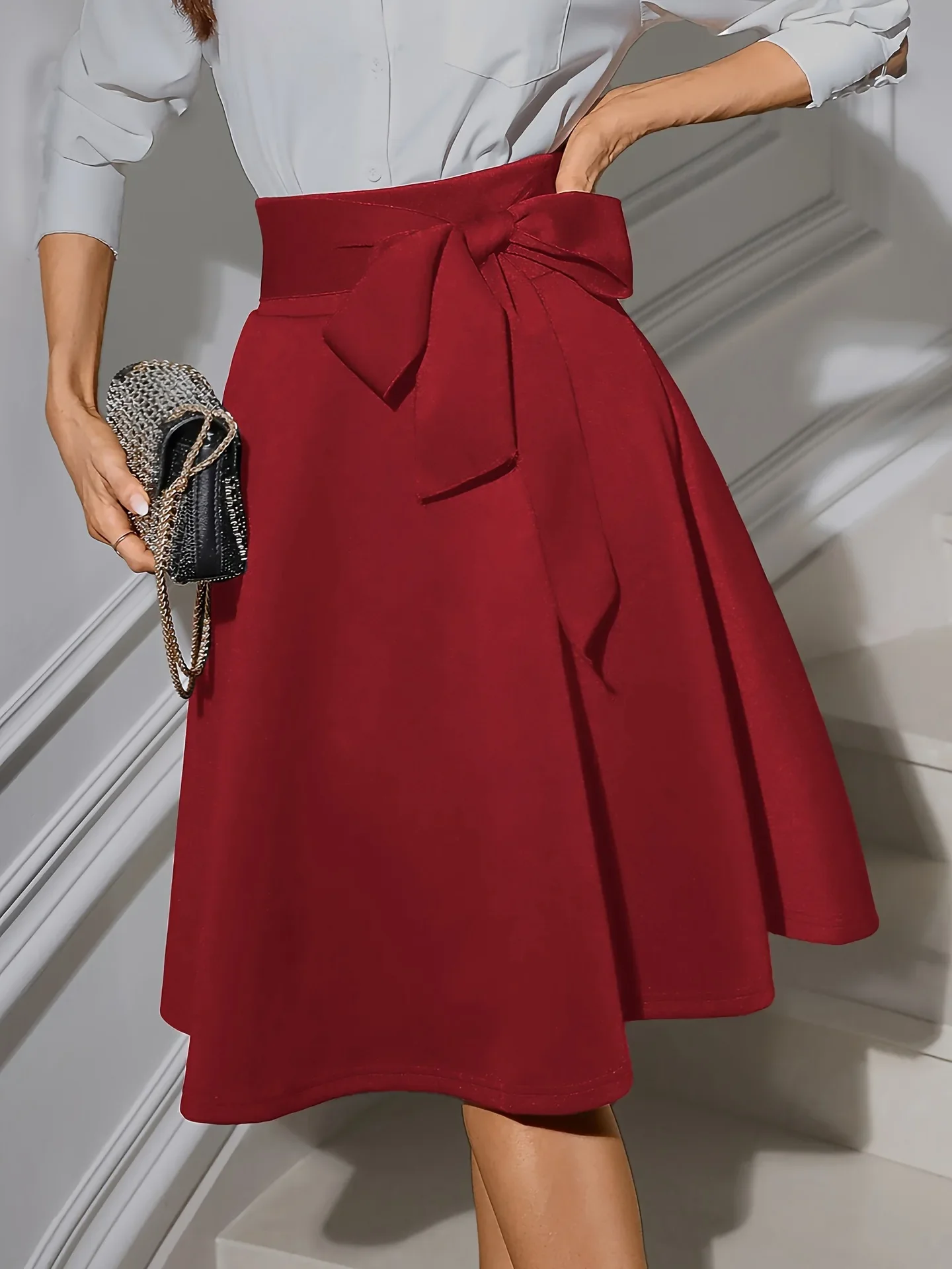 Jupe Japonaise Taille Haute Ceinturée - Image 3