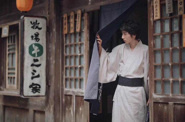 Kimono Beige Japonais Homme - Image 3