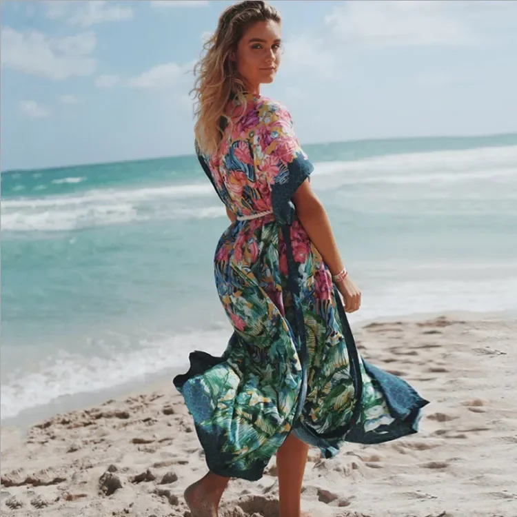 Kimono de Plage à Motif Floral - Image 2