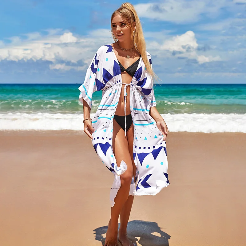 Kimono de Plage à Motifs Géométriques - Image 3