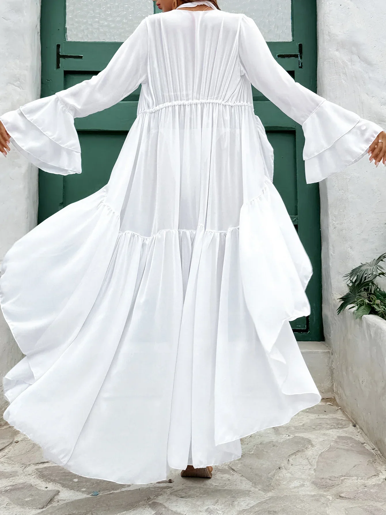 Kimono de Plage Blanc - Image 4