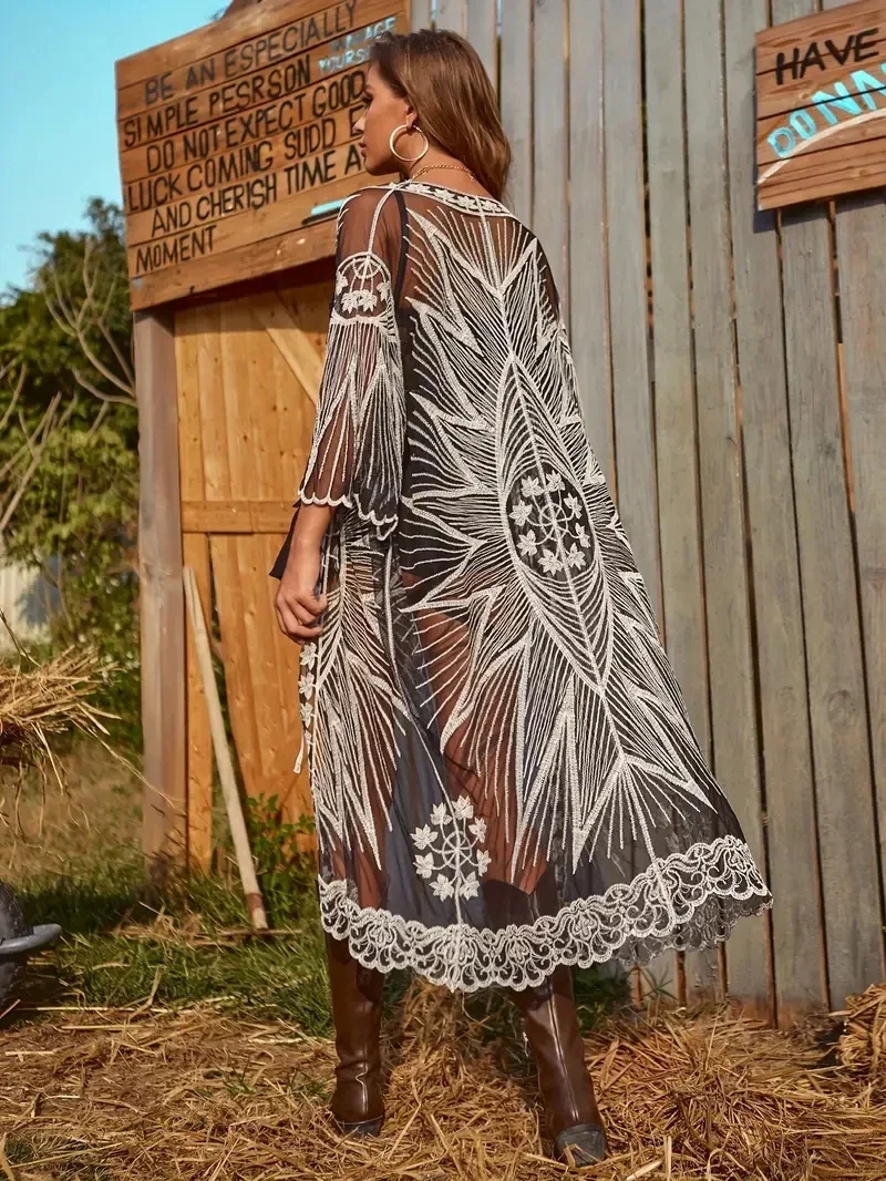 Kimono de Plage Bohème Brodé - Image 2