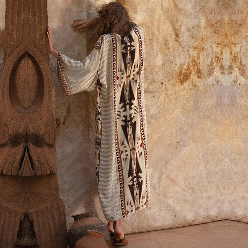 Kimono de Plage Boho à Motifs Ethniques - Image 3