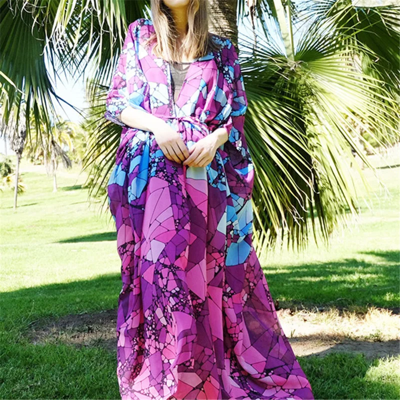 Kimono de Plage Chauve-Souris Violet - Image 2