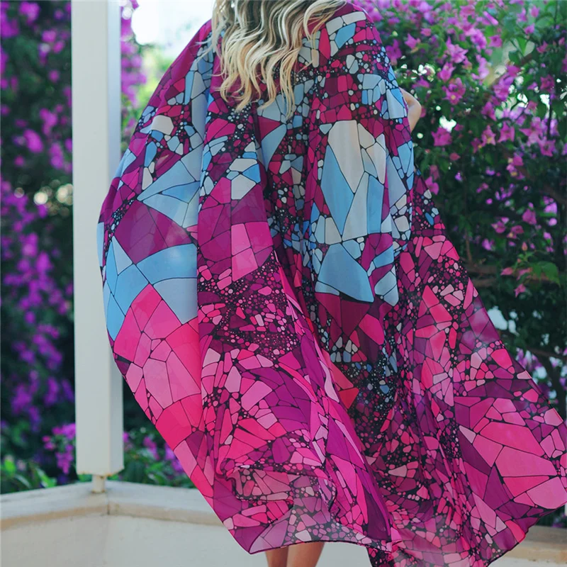 Kimono de Plage Chauve-Souris Violet - Image 3