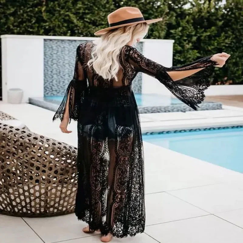 Kimono de Plage en Dentelles à Manches Evasées - Image 3