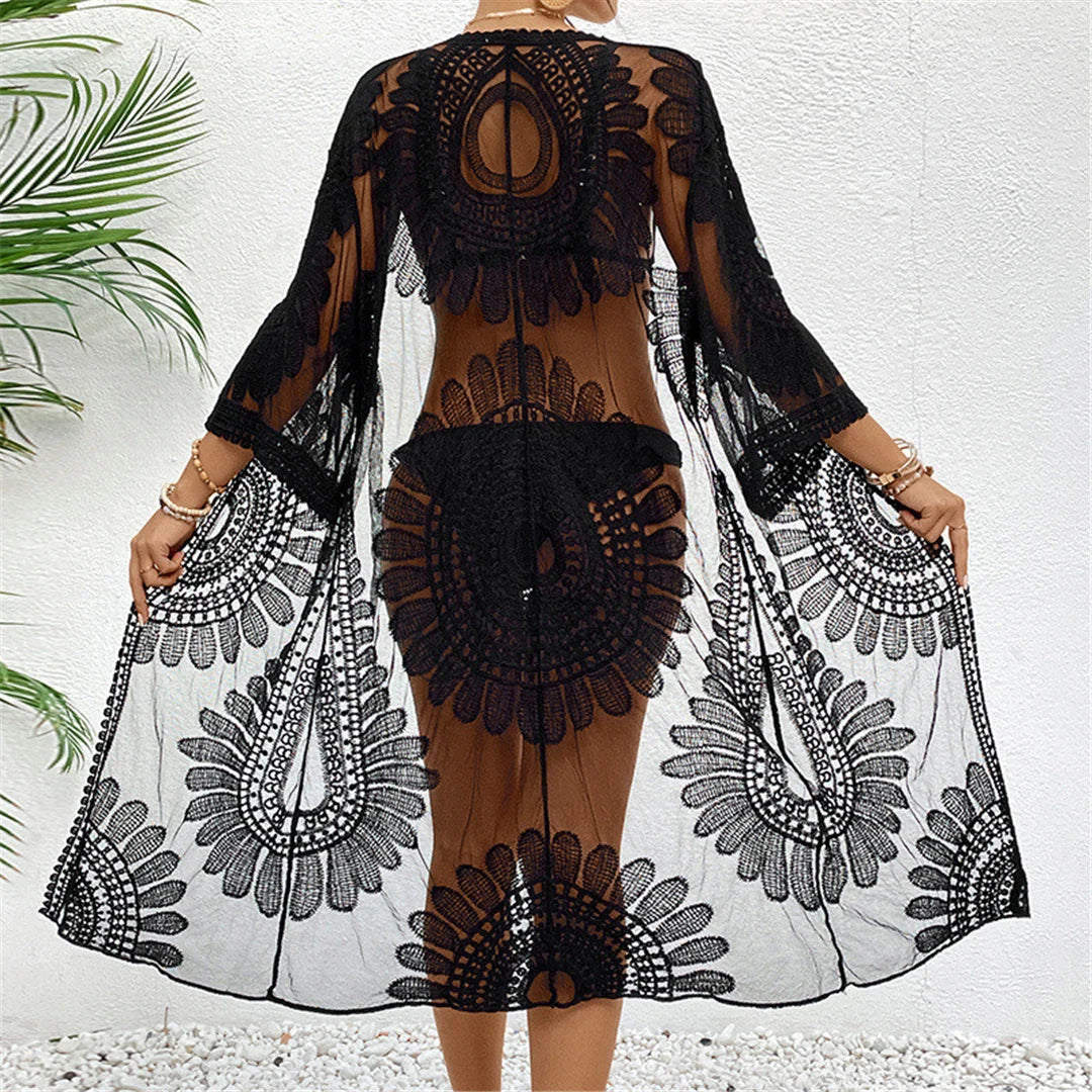Kimono de plage en mousseline brodé - Image 5