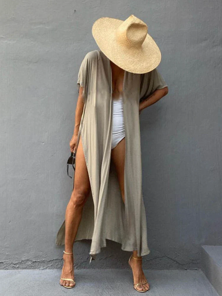 Kimono de Plage Uni Fluide - Image 6