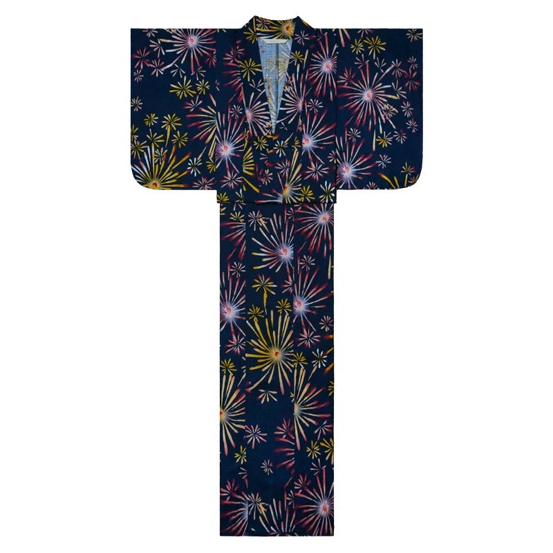 Kimono Japonais Femme Bleu en Coton - Image 4