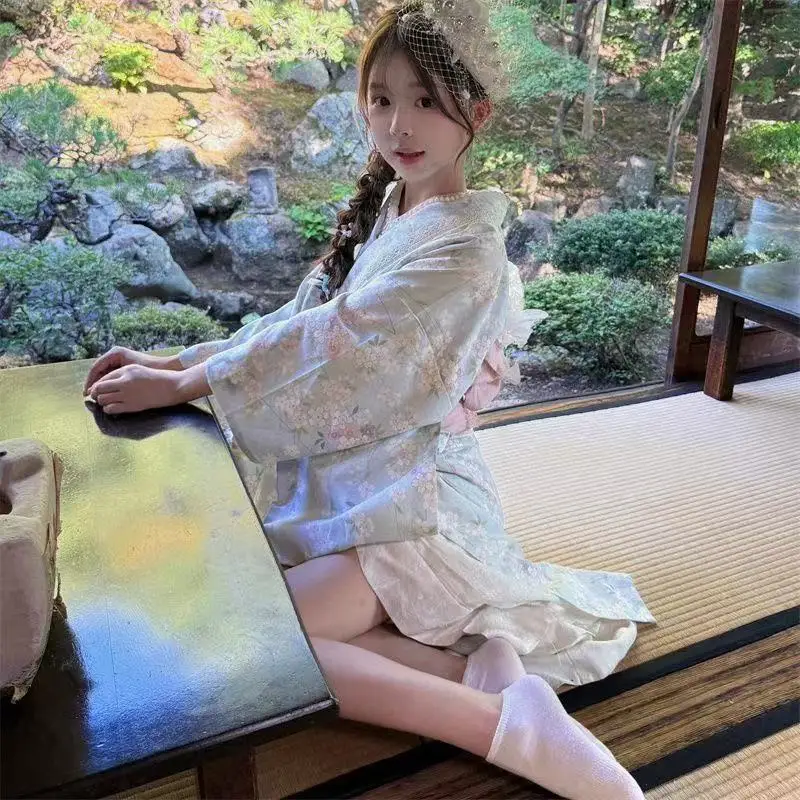 Kimono Japonais Femme Bleu Tendre - Image 2