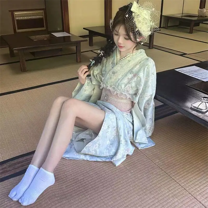 Kimono Japonais Femme Bleu Tendre - Image 3