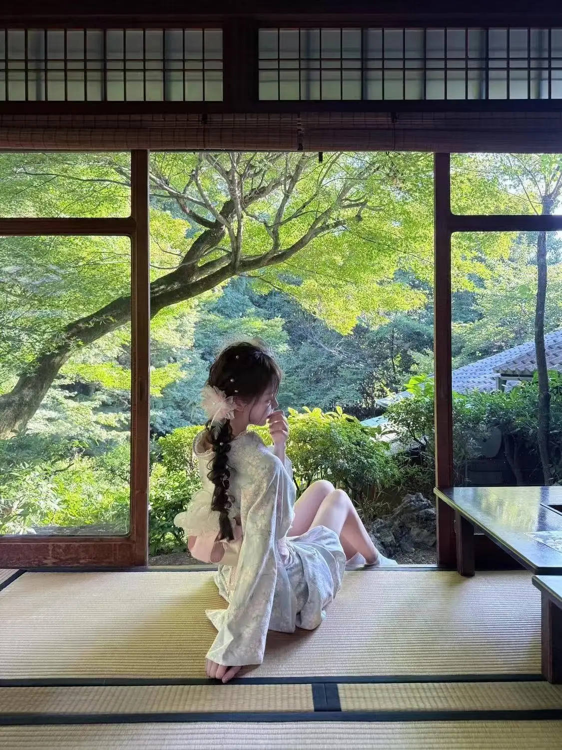 Kimono Japonais Femme Bleu Tendre - Image 4