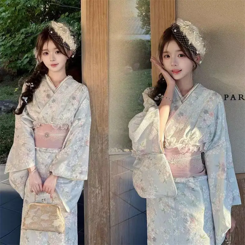 Kimono Japonais Femme Bleu Tendre - Image 5