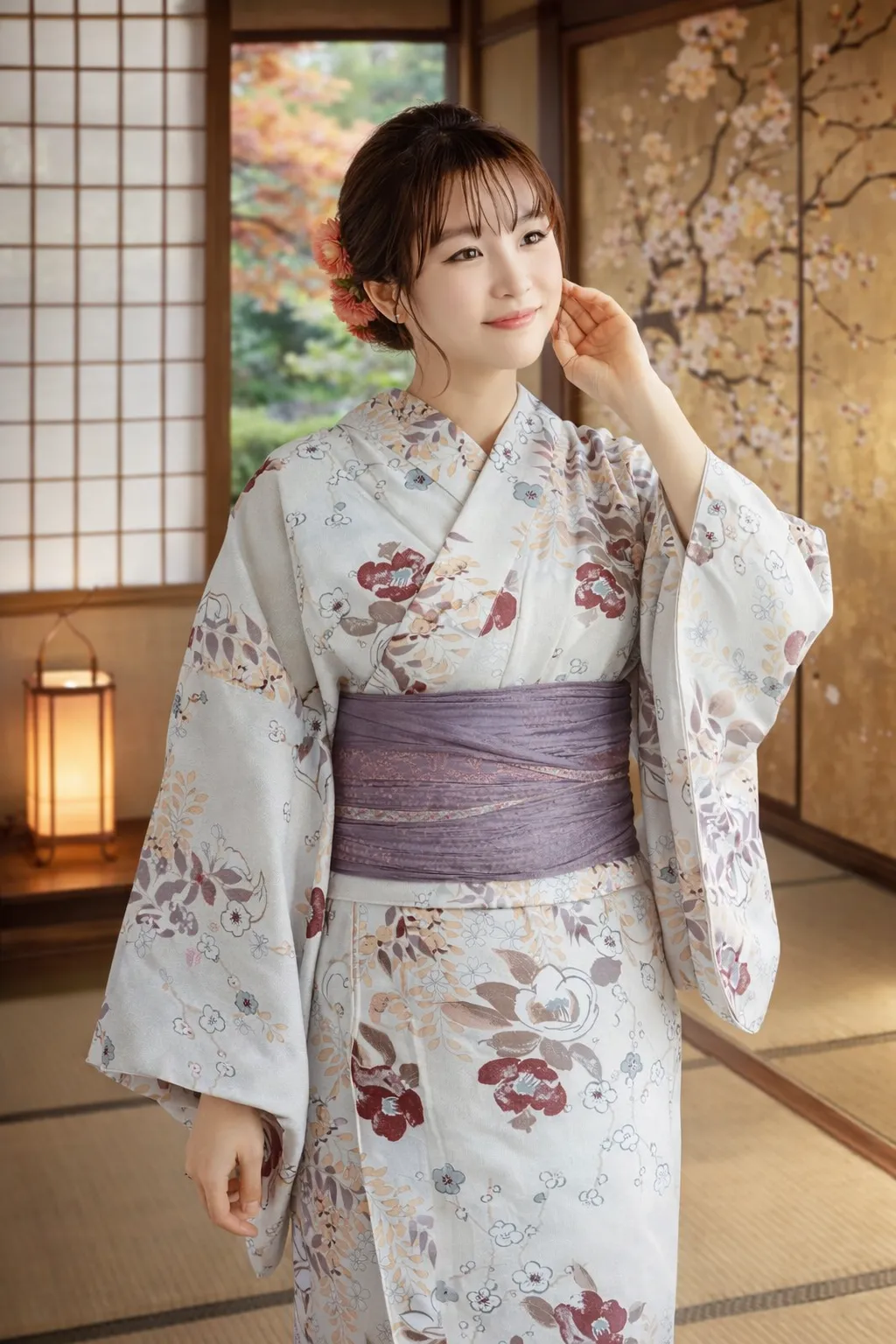 Kimono Japonais Femme Imprimé Floral - Image 3