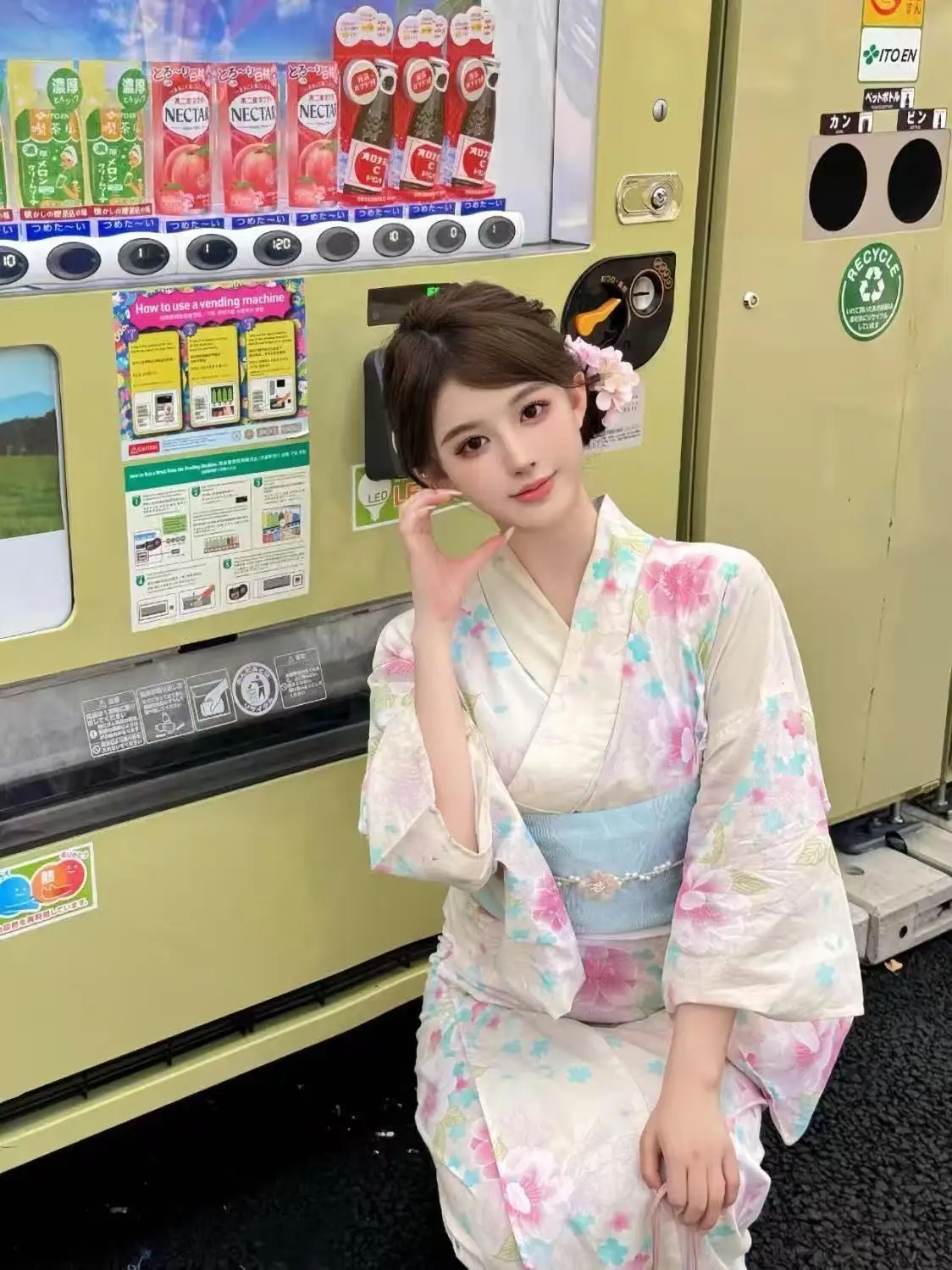 Kimono Japonais Femme Léger à Fleurs - Image 2