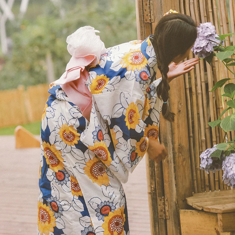 Kimono Japonais Femme Motif Tournesol - Image 2