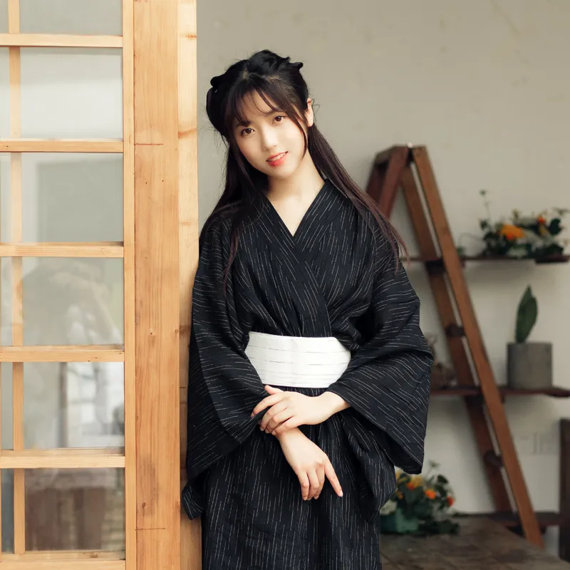Kimono Japonais Femme Noir - Image 3