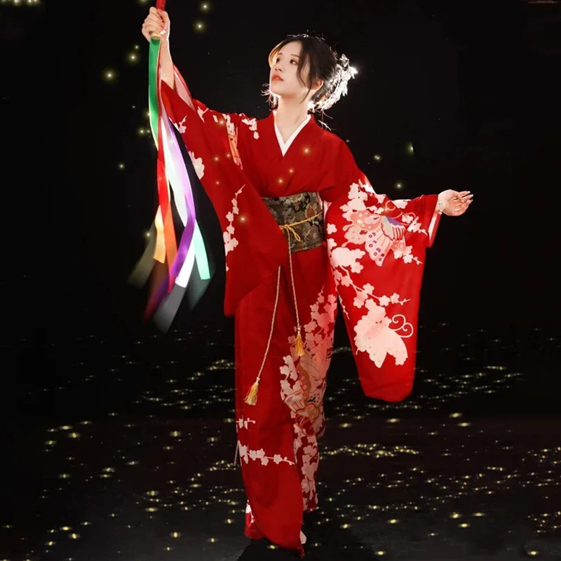 Kimono Japonais Femme Rouge - Image 3