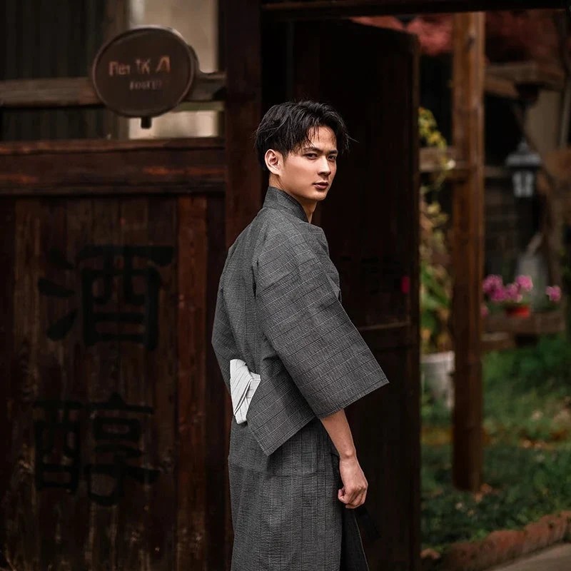 Kimono Japonais Gris Homme - Image 2